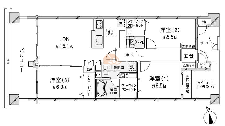 ライオンズヴィアーレ浮間公園102間取（3LDK）