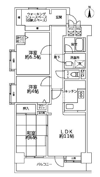 ライオンズマンション仙台堀川公園401間取（3LDK）