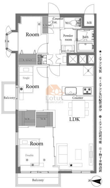 成城アンバサダー617間取（3LDK）