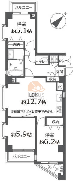 ライオンズマンション板橋本町402間取（3LDK）