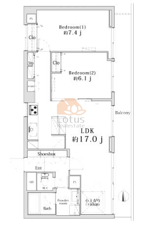 第２３宮庭マンション10-B間取（2LDK）