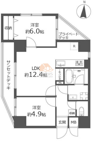 グランベルフォーシーズンズタワー401間取（2LDK）