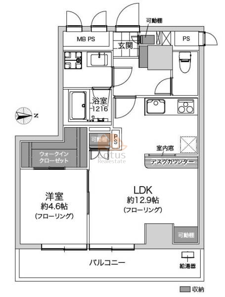 藤和シティコープ飛鳥山公園403間取（1LDK）