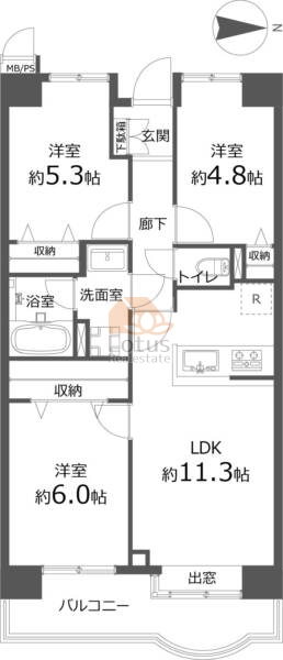 竹の塚ガーデンハウス702間取図