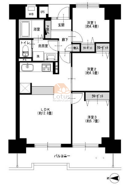 綾瀬プルミエ307間取（3LDK）