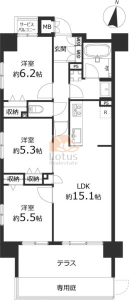 センチュリー立石さくら通りコルダ館101間取（3LDK）