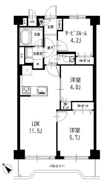 池ノ上グロリアハイツ305間取（2SLDK）