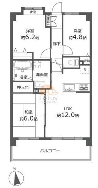 ライオンズガーデン梅島704間取（3LDK）