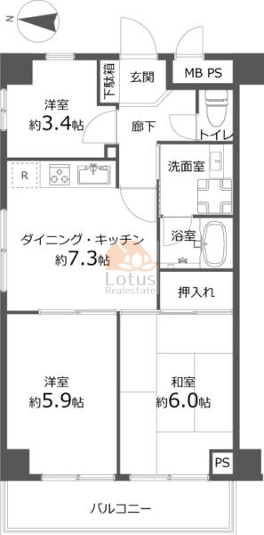 グローリア初穂綾瀬406間取図