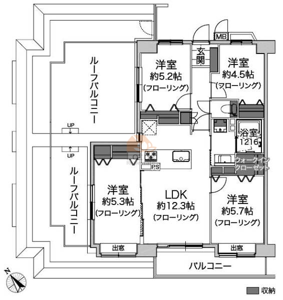 ライオンズプラザ千歳烏山507間取（4LDK）