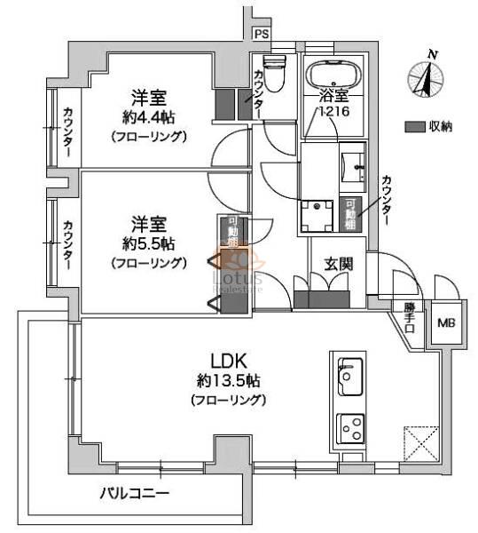 パシフィックパレス梅島803間取（2LDK）