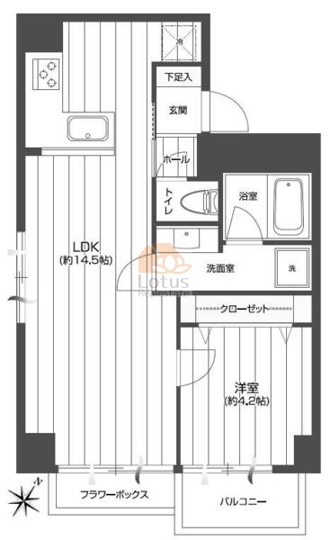 キャッスルマンション新小岩606間取（1LDK）