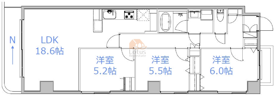 シルクハットハイツ504間取（3LDK）