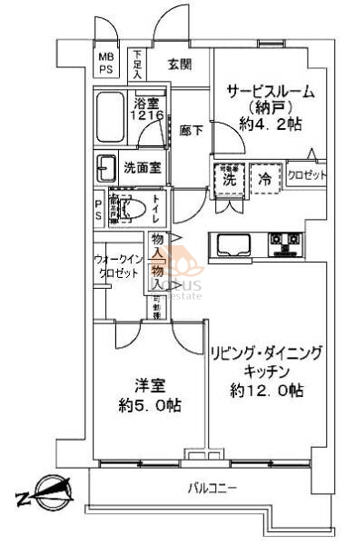 ライオンズマンション五反野第５414間取（1SLDK）