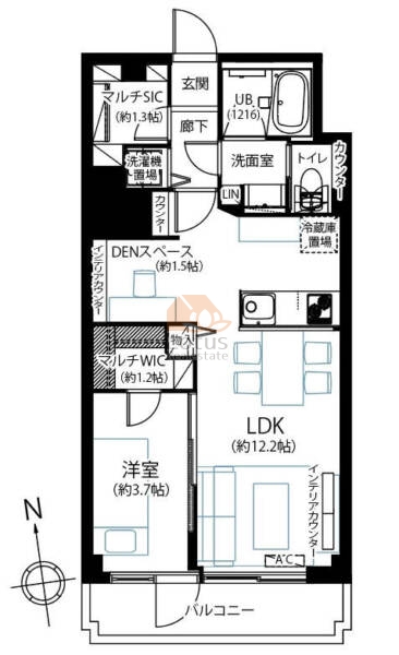 和泉台マンション602間取（1LDK）