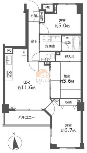 クレストフォルム向島603間取図