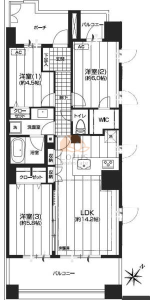 上池袋タワーレジデンス1704間取（3LDK）