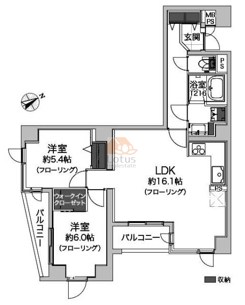 スマータス不動前103間取（2LDK）