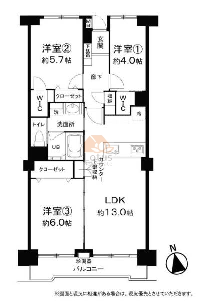 コープ南砂1306間取（3LDK）