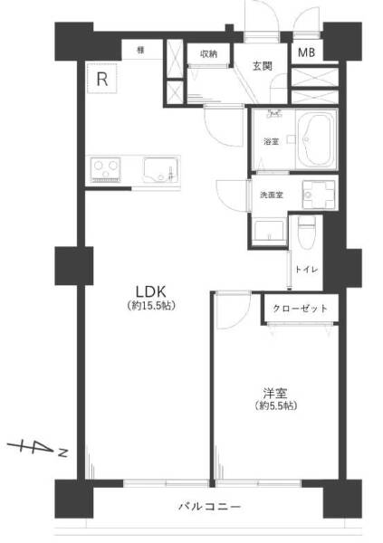 日商岩井方南町マンション313間取図