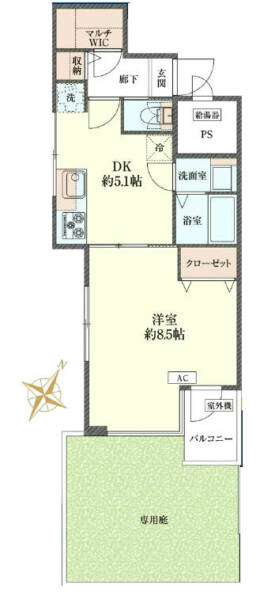 フェルテシモ祐天寺1階間取図