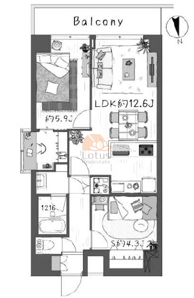 リーラ仲御徒町807間取（1SLDK）