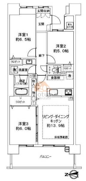 プラウドシティ梅島1402間取（3LDK）