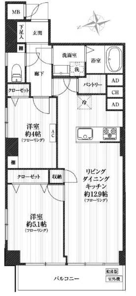 日商岩井目白台マンション11階間取（2LDK）