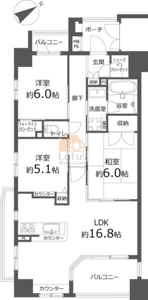 グーディッシュ西新井弐番館1001間取（3LDK）