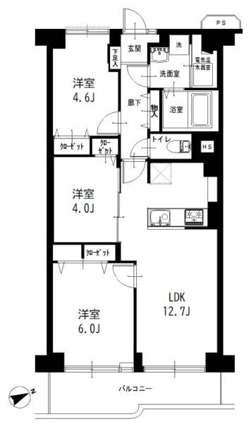 西新井大師扇スカイハイツ629間取図