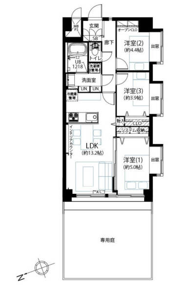 ライオンズマンション堀切菖蒲園109間取（3LDK）