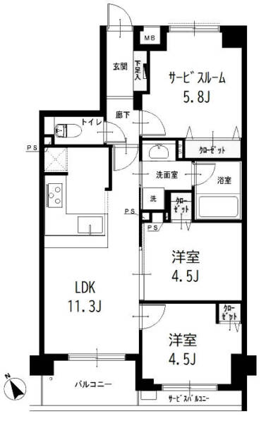 セイガステージ千歳船橋203間取図