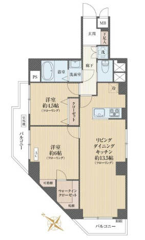 初穂マンションひがし京橋6階間取図