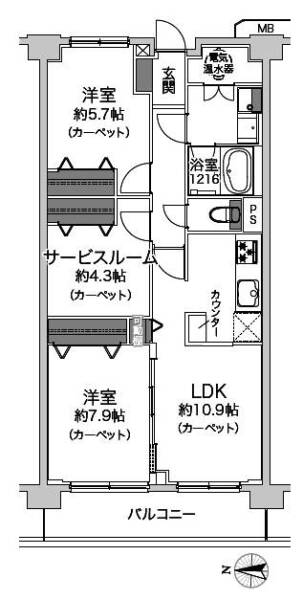 ファミリータウン東陽202間取（2SLDK）