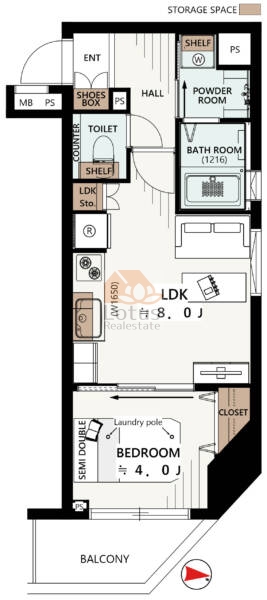 ドメイン広尾402間取（1LDK）