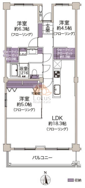 サンシティ908間取（3LDK）