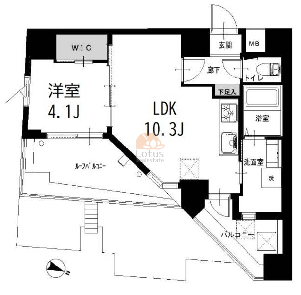 日神デュオステージ笹塚東館603間取（1LDK）