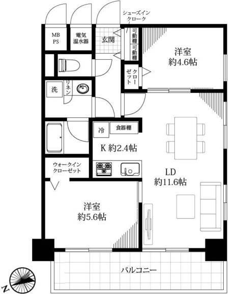 ライオンズマンション箱崎町509間取図