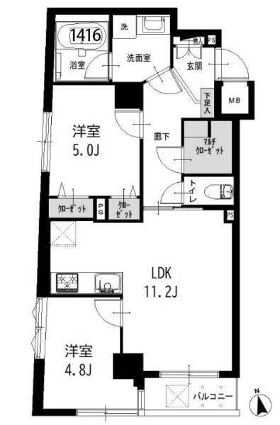 モンテベルデ千駄木301間取（2LDK）