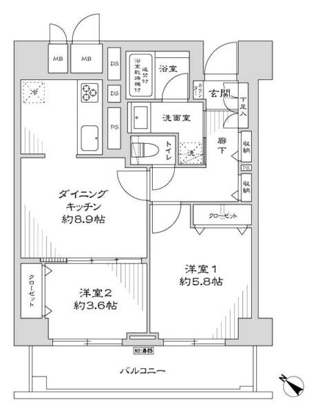 ファミール西新宿1006間取（2DK）