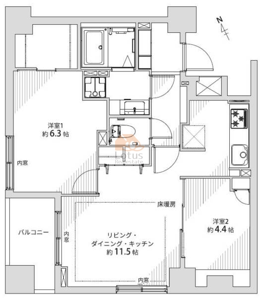 リシェ大井403間取（2LDK）