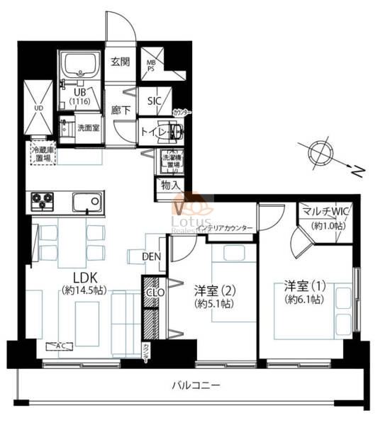 第２７宮庭マンション201間取（2LDK）