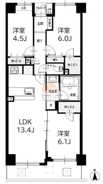 ロイヤルタワー木場公園402間取（3LDK）