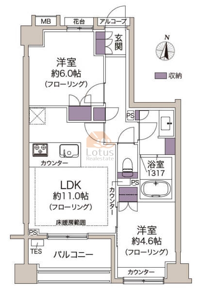 ブランズ文京東大前802間取（2LDK）