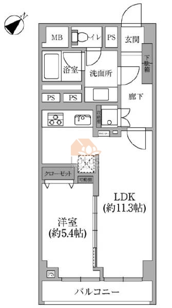 秀和南品川レジデンス503間取（1LDK）