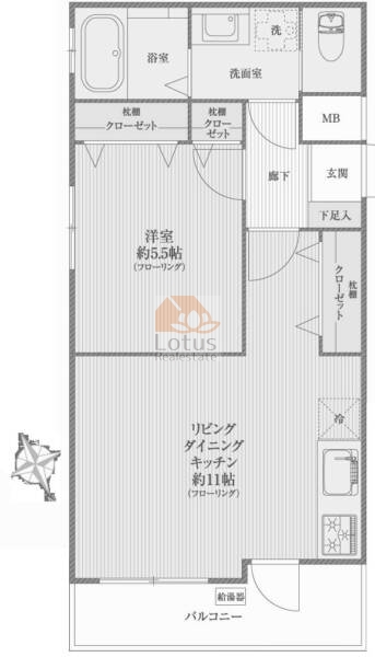 永福町ダイヤハイツ２階間取（1LDK）