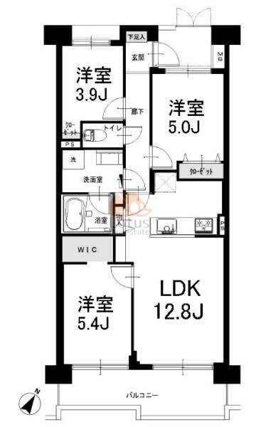 常盤台第２ローヤルコーポ403の間取（3LDK）