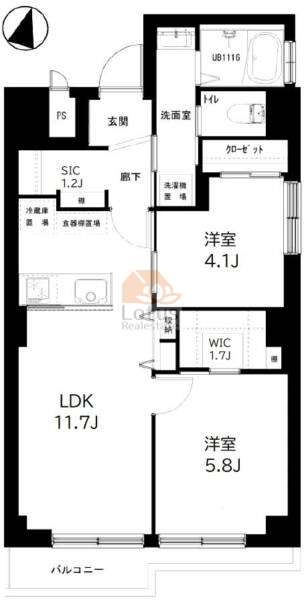 マンション第１明大前1105間取（2LDK）