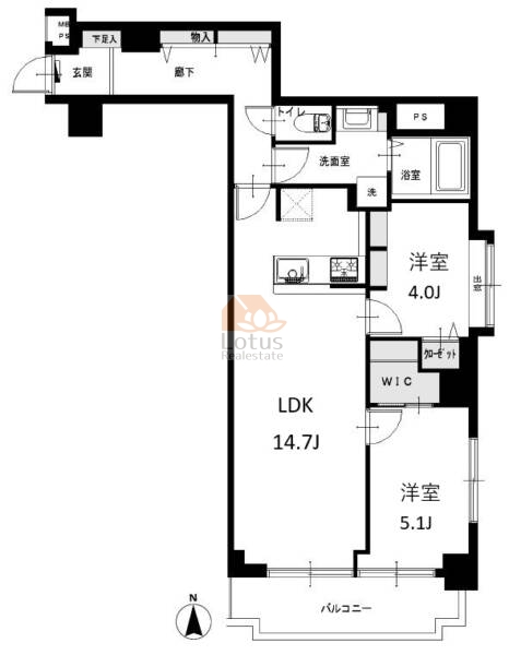 グローリア初穂小豆沢403間取（2LDK）