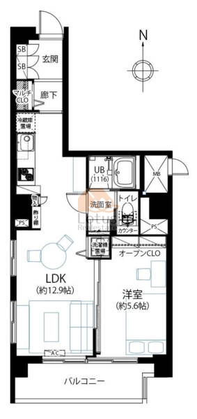 小石川ハイム1107間取（1LDK）